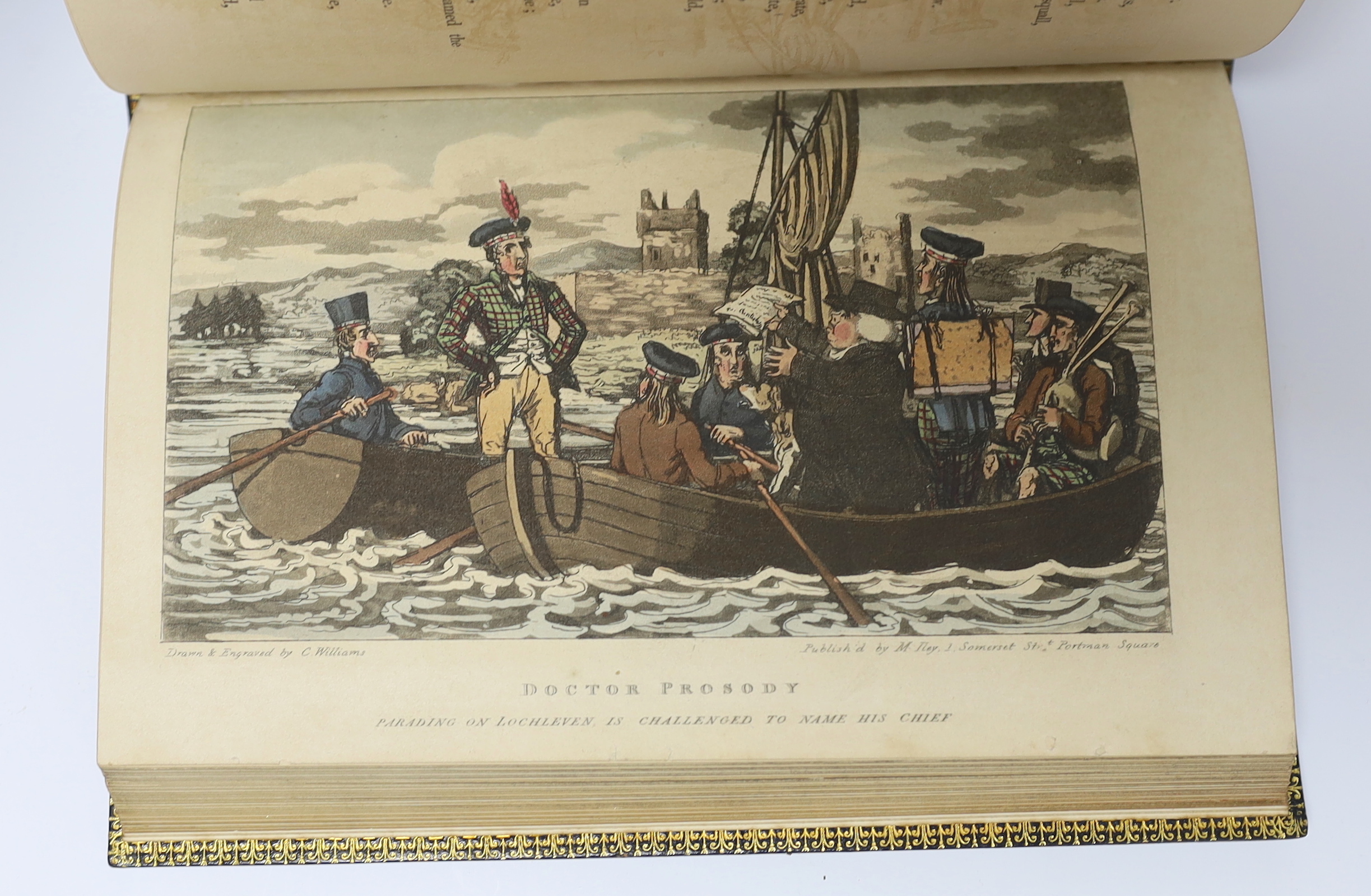 [Rowlandson, Thomas; imitation of] - The Tour of Doctor Prosody, in Search of the Antique and Picturesque, through Scotland, the Hebrides, the Orkney and Shetland Isles, 1st edition, 8vo, in later fine dark blue and gilt